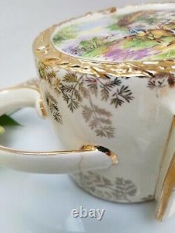 1930 Sadler Barrel English Tea Set Teapot Creamer Sugar Hand Painted English DC1