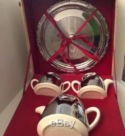 1930s Celtic Quality Boxed Tea Set For One Teapot, Milk Jug, Sugar Bowl & Tray