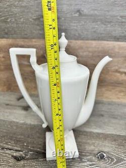 1940's Lenox Colonial White Pedestal Porcelain Tea Coffee Pot+Creamer Set