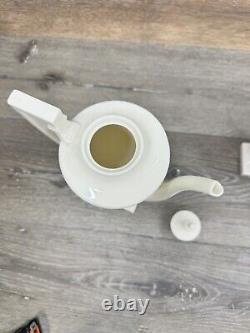 1940's Lenox Colonial White Pedestal Porcelain Tea Coffee Pot+Creamer Set