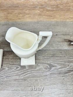 1940's Lenox Colonial White Pedestal Porcelain Tea Coffee Pot+Creamer Set