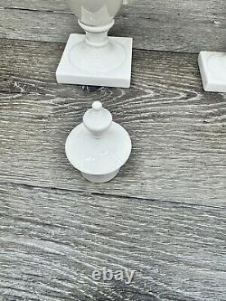 1940's Lenox Colonial White Pedestal Porcelain Tea Coffee Pot+Creamer Set