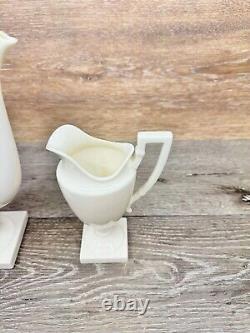1940's Lenox Colonial White Pedestal Porcelain Tea Coffee Pot+Creamer Set