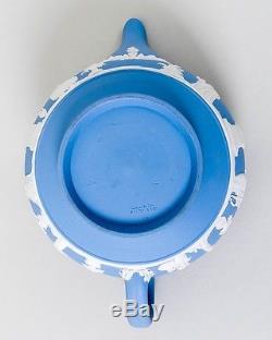 1940s Wedgwood 3 Piece Tea Set Jasperware Blue & White Teapot, Sugar, Creamer