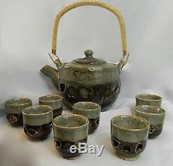 1950's Otagiri Somayaki VTG Tea Sake lot of 30 Dbl Wall Aohibi Pottery Gold Gilt