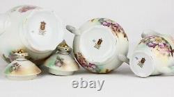 1950's Schumann Arzberg Bavaria Germany Coffee/Tea Pot Cream Sugar w Golden Tray