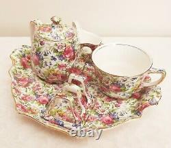 1950s Royal Winton 6pc Breakfast Set SUMMERTIME Chintz Teapot Toast Tray