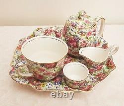 1950s Royal Winton 6pc Breakfast Set SUMMERTIME Chintz Teapot Toast Tray