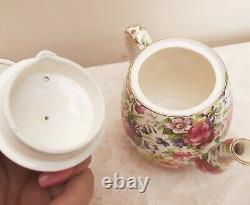 1950s Royal Winton 6pc Breakfast Set SUMMERTIME Chintz Teapot Toast Tray