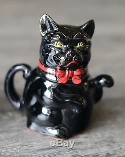 1950s Shafford black cat tea pot, creamer and sugar bowl made in Japan