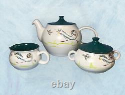 1950s Teapot creamer sugar set Denby FLAIR Rooster Stoneware ALBERT COLLEDGE