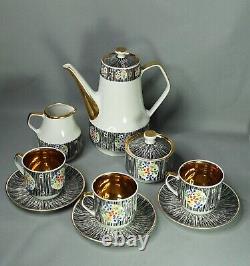 1960's Chodziez Poland Cmielow Tea Set Cups Teapot Modernist Art Signed Borucka