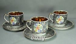 1960's Chodziez Poland Cmielow Tea Set Cups Teapot Modernist Art Signed Borucka