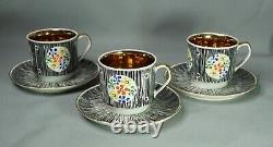 1960's Chodziez Poland Cmielow Tea Set Cups Teapot Modernist Art Signed Borucka