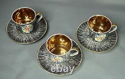 1960's Chodziez Poland Cmielow Tea Set Cups Teapot Modernist Art Signed Borucka