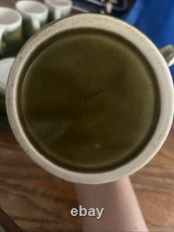 1960s Lime Green Drip Glazed Japanese Tea Set