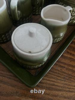 1960s Lime Green Drip Glazed Japanese Tea Set