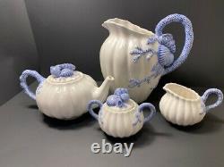 1991 Vintage Fitz & Floyd Seashell&Coral Blue/White Ceramic-4 piece set- Beach