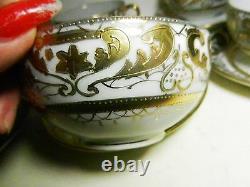 19 Pc Set-Nippon Gold Encrusted Hand Painted 5 C & S, 6 Dessert Plates-Teapot