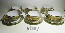 19 Pc Set-Nippon Gold Encrusted Hand Painted 5 C & S, 6 Dessert Plates-Teapot