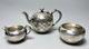 19c. Art Nouveau J. C. Klinkosch Vienna Silver Tea Pot Set Trompe L'oeil Banded
