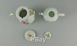 19pc Antique Meissen Pink Rose Demitasse/Coffee Set for 6 With Teapot