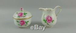 19pc Antique Meissen Pink Rose Demitasse/Coffee Set for 6 With Teapot