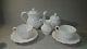 19th C Parian Ware Porcelain Bisque Water Lily 7 Pc Tea Set Teapot Cups Sugar