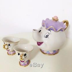1 Pot + 3 Cups Cartoon Beauty And The Beast Tea Set Mrs Potts Pot Chip Cup Mug