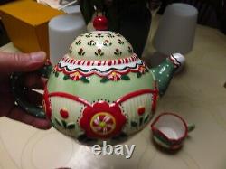 2001 Mary Engelbreit Floral Flower Teapot Creamer Sugar Set Michel & Co