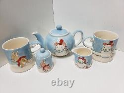 2004 Whittard of Chelsea Jane Massey Christmas Mouse Small Teapot Mugs sugar Set