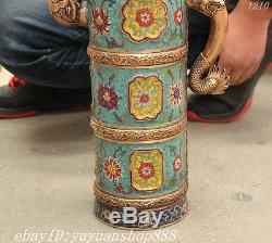 20 Classic China Cloisonne Enamel Pure Bronze Gilt Dragon Statue Teapot Wine Pot
