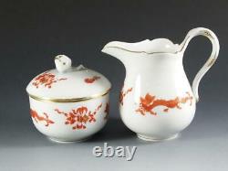 20 Pc Meissen Dragon Red Tea Set Teapot, Creamer, Sugar, Cups &Saucers, Plates