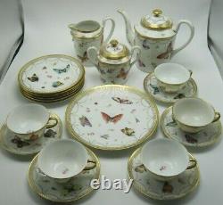 20 Piece Artist Signed Rosenthal Hand Painted Cake Tea Set Butterfly Gilt Trim