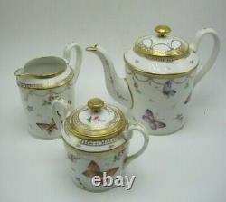 20 Piece Artist Signed Rosenthal Hand Painted Cake Tea Set Butterfly Gilt Trim