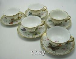 20 Piece Artist Signed Rosenthal Hand Painted Cake Tea Set Butterfly Gilt Trim