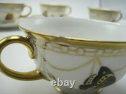 20 Piece Artist Signed Rosenthal Hand Painted Cake Tea Set Butterfly Gilt Trim