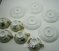 20 Piece Artist Signed Rosenthal Hand Painted Cake Tea Set Butterfly Gilt Trim