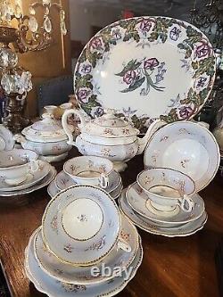 20 Piece Set Of Antique Regency English Porcelain Teapot Sugar Bowl Cups &
