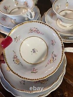 20 Piece Set Of Antique Regency English Porcelain Teapot Sugar Bowl Cups &