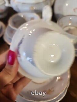 20 Piece Set Of Antique Regency English Porcelain Teapot Sugar Bowl Cups &