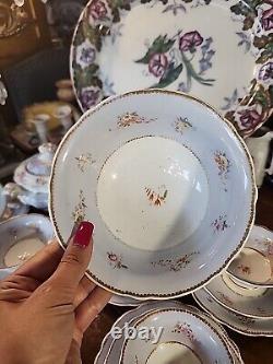 20 Piece Set Of Antique Regency English Porcelain Teapot Sugar Bowl Cups &
