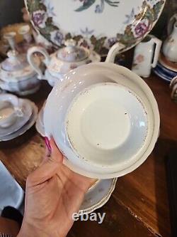 20 Piece Set Of Antique Regency English Porcelain Teapot Sugar Bowl Cups &