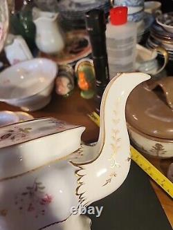 20 Piece Set Of Antique Regency English Porcelain Teapot Sugar Bowl Cups &