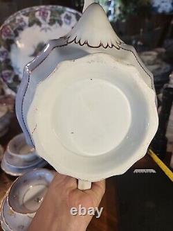 20 Piece Set Of Antique Regency English Porcelain Teapot Sugar Bowl Cups &
