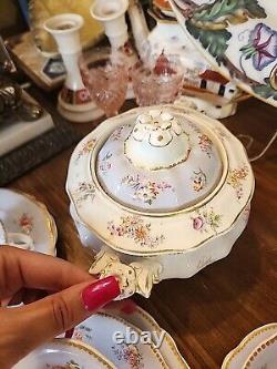 20 Piece Set Of Antique Regency English Porcelain Teapot Sugar Bowl Cups &