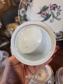 20 Piece Set Of Antique Regency English Porcelain Teapot Sugar Bowl Cups &