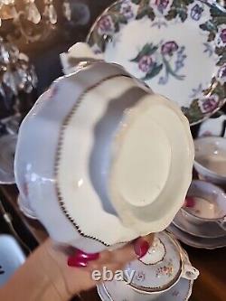 20 Piece Set Of Antique Regency English Porcelain Teapot Sugar Bowl Cups &