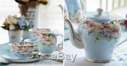21 Pieces Vintage English China Set Bone China Tea Kettle Teapot & Saucers
