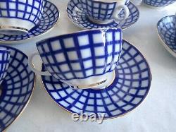 21 pcs Lomonosov USSR Tea set Cups saucers plates tea pots Cobalt Cell